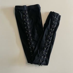 Black Lace-Up Leggings